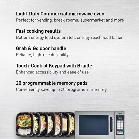 Panasonic NE-1025F Compact Light-Duty Countertop Commercial Microwave Oven with 6-Minute Electronic Dial Control Timer, Bottom Energy Feed, 1000W, 0.8 Cu. Ft. Capacity Silver in Saudi Arabia