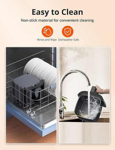 مقلاة هوائية، مقلاة هوائية مدمجة 8 في 1 سعة 5.3 لتر مع نافذة طهي مرئية، فرن مقلاة هوائية بشاشة LCD تعمل باللمس لوجبات سريعة وسهلة، حماية من الحرارة الزائدة، آمنة للاستخدام في غسالة الأطباق وسلة غير لاصقة، أسود in Kuwait