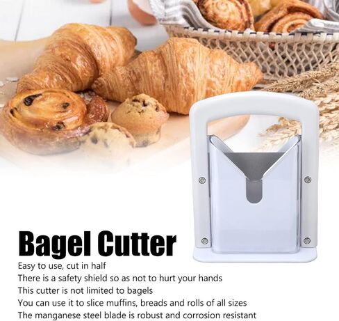 Bagel Slicers Guillotine Bagel Cutter with Safety Shields, Non Stick Blade and Easy Grip Handle - Bread Slicer for Homemade and Commercial Buns, Muffins and Rolls in Saudi Arabia
