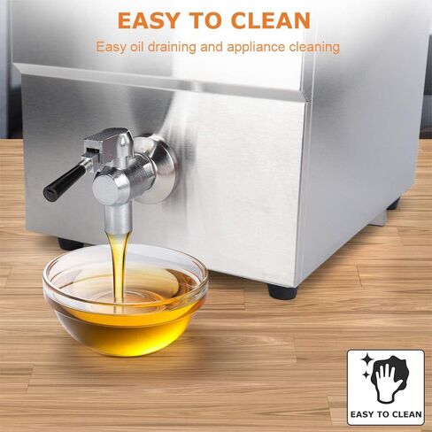 مقلاة عميقة تجارية من Duxtop مع سلة، مقلاة عميقة احترافية مع نظام تصريف 8.5QT/8L، 3000 واط، من الفولاذ المقاوم للصدأ سهلة التنظيف للمطاعم المتنقلة وطهي الطعام، 208-240 فولت in Kuwait