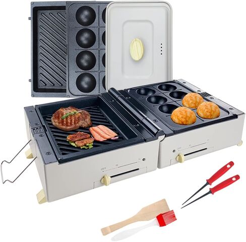 Aoruru Electric Griddle Indoor Grill Multi Takoyaki Maker with 2 Sets Interchangeable Baking Pans Nonstick Cake Pop Maker Octopus Ball Steak Maker Machine 600W in Kuwait