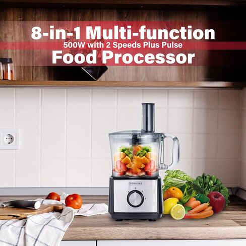 خلاط كومبو لتحضير الطعام متعدد الوظائف 8 في 1 من كوجنيتا، 500 وات مع سرعتين بالإضافة إلى النبض، للتقطيع والتقطيع والبشر الناعم والاستحلاب والعجين، مع كوب طحن وكوب خلط in Kuwait