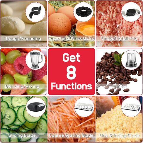 خلاط كومبو لتحضير الطعام متعدد الوظائف 8 في 1 من كوجنيتا، 500 وات مع سرعتين بالإضافة إلى النبض، للتقطيع والتقطيع والبشر الناعم والاستحلاب والعجين، مع كوب طحن وكوب خلط in Kuwait