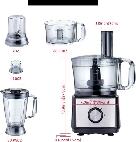 خلاط كومبو لتحضير الطعام متعدد الوظائف 8 في 1 من كوجنيتا، 500 وات مع سرعتين بالإضافة إلى النبض، للتقطيع والتقطيع والبشر الناعم والاستحلاب والعجين، مع كوب طحن وكوب خلط in Kuwait