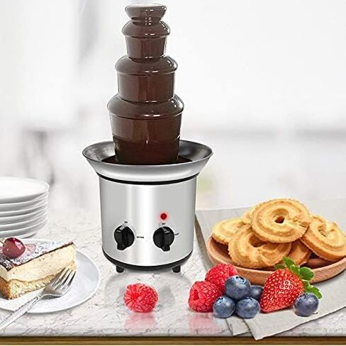 بيسكاتورزون آلة نافورة الشوكولاته Electirc تشوكليت فوندو مجموعة 4 طبقات من الفولاذ المقاوم للصدأ الفوندو التحكم في الحرارة in Kuwait