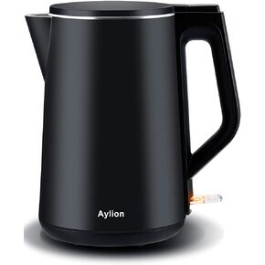 غلاية كهربائية، غلاية شاي كهربائية بجدار داخلي مزدوج من الفولاذ المقاوم للصدأ بنسبة 100%، غلاية مياه ذات ملمس بارد بقدرة 1500 وات، سعة 1.5 لتر، خالية من مادة BPA مع إيقاف تلقائي وحماية من الغليان الجاف، قاعدة لاسلكية ومؤشر LED in Kuwait