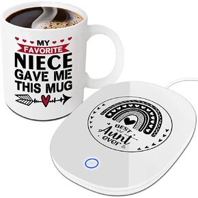 هدايا الأم - مجموعة أكواب رائعة لتدفئة الأكواب - هدايا عيد الأم - هدايا عيد الأم - كوستر منظم حرارة ذكي مع كوب، سخان المشروبات يحافظ على درجة الحرارة 120 درجة فهرنهايت - 140 درجة فهرنهايت in Kuwait