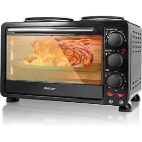 HAITOP Kitchen Convection Oven -1500 Watt Countertop Turbo 25 Quarts, Rotisserie Roaster Cooker with Grill, Griddle Top Rack, Dual Hot Plates, Toaster, Baking Tray, Skewers and Handles in Saudi Arabia