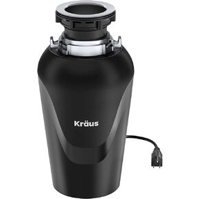 Kraus KWD100-75MBL WasteGuard التخلص المستمر من القمامة مع محرك فائق الهدوء بقوة 3/4 حصان لأحواض المطبخ مع سلك طاقة وشفة متضمنة، 15.25 بوصة، أسود in Kuwait