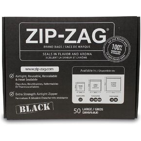 أكياس Zip-Zag BLACK (10 أكياس بوزن نصف رطل) أكياس محكمة الغلق، قابلة لإعادة الاستخدام، أكياس مقاومة للرائحة، أكياس مقاومة للرائحة، مضادة للثقب، قابلة للغسل، آمنة للطعام، معالجة بدون كهرباء ساكنة، للأعشاب والتوابل الجافة in Kuwait