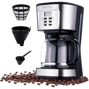 ماكينة صنع القهوة الحرارية 12 كوب من كوجنيتا، ماكينة صنع قهوة صغيرة قابلة للبرمجة مع إبريق زجاجي وفلتر، آلة صنع القهوة Dirp، تحافظ على الدفء، التحكم في قوة المشروب، إيقاف تلقائي للمشروب السريع 900 وات in Kuwait