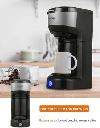 COMMERCIAL CHEF Coffee Machine, Single Serve Coffee Maker, Portable Coffee Maker Single Serve with 13 Ounce Water Tank & One Touch Button for Coffee Brewing in Kuwait