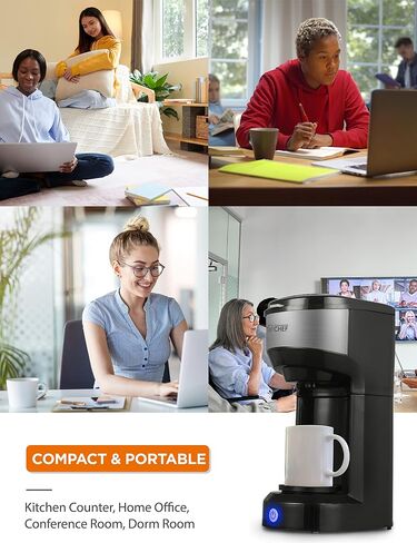 COMMERCIAL CHEF Coffee Machine, Single Serve Coffee Maker, Portable Coffee Maker Single Serve with 13 Ounce Water Tank & One Touch Button for Coffee Brewing in Kuwait