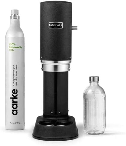 aarke Carbonator Pro, Sparkling & Carbonation Water Machine, Stainless Steel with Glass Reusable Bottle Volume 800 mL (Matte Black) in Kuwait