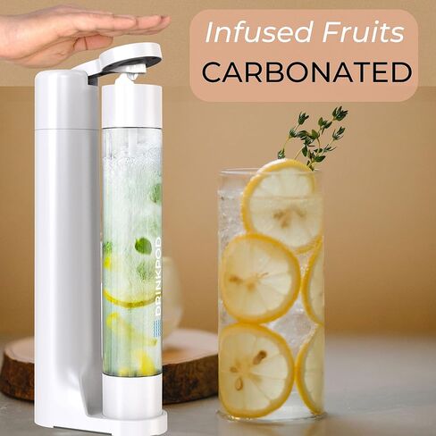 Fizzpod Sparkling Water Maker Soda Maker Infused Fruits Soda Maker Machine for Carbonating with 1L Carbonating Bottle, Seltzer Fizzy Water Maker, Includes 3 x 1l Carbonating Bottle Compatible with 60L CO2 Carbonator in Saudi Arabia