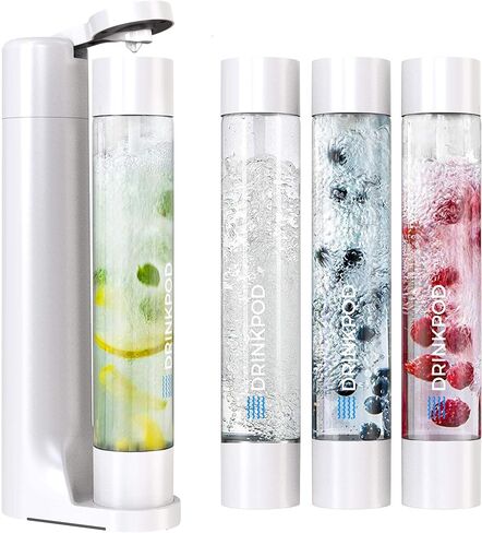 Fizzpod Sparkling Water Maker Soda Maker Infused Fruits Soda Maker Machine for Carbonating with 1L Carbonating Bottle, Seltzer Fizzy Water Maker, Includes 3 x 1l Carbonating Bottle Compatible with 60L CO2 Carbonator in Saudi Arabia