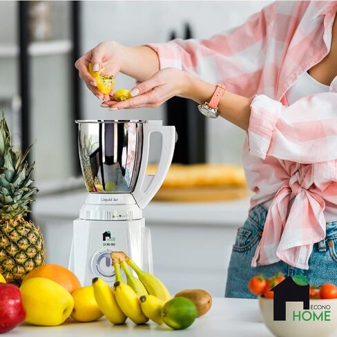 مطحنة خلاط إيكونوهوم - مطحنة خلاط كهربائية للطهي الآسيوي، إعداد الطعام - تتضمن وعاء تصفية، وعاء مطحنة جاف ورطب، وعاء صلصة، أغطية وملعقة - محرك 750 وات، شفرات من الفولاذ المقاوم للصدأ 304 in Kuwait