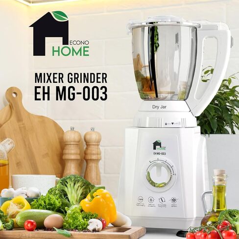 مطحنة خلاط إيكونوهوم - مطحنة خلاط كهربائية للطهي الآسيوي، إعداد الطعام - تتضمن وعاء تصفية، وعاء مطحنة جاف ورطب، وعاء صلصة، أغطية وملعقة - محرك 750 وات، شفرات من الفولاذ المقاوم للصدأ 304 in Kuwait