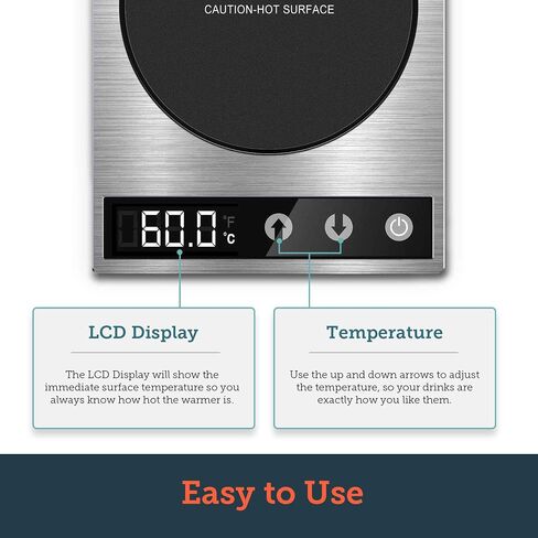 COSORI Mug Warmer & Coffee Cup Warmer for Desk Coffee Gift, Beverage Heater for Home and Office Use, Pressure Sensor Technology, Auto Shut Off, Digital Temp Control, 77-194℉, Silver in Saudi Arabia