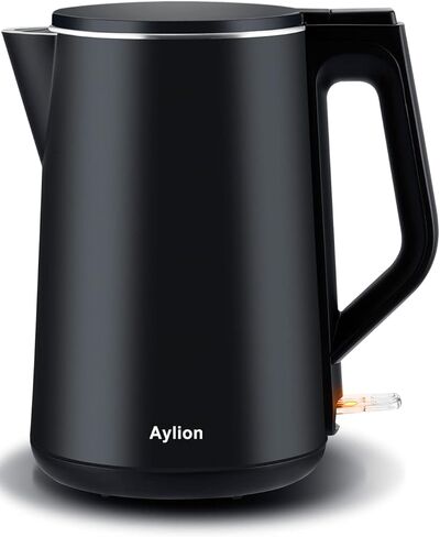 غلاية كهربائية، غلاية شاي كهربائية بجدار داخلي مزدوج من الفولاذ المقاوم للصدأ بنسبة 100%، غلاية مياه ذات ملمس بارد بقدرة 1500 وات، سعة 1.5 لتر، خالية من مادة BPA مع إيقاف تلقائي وحماية من الغليان الجاف، قاعدة لاسلكية ومؤشر LED in Kuwait