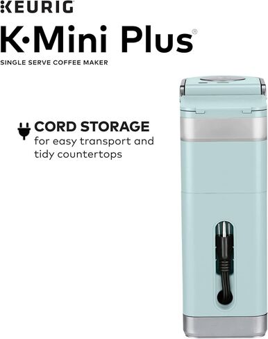 ماكينة صنع القهوة Keurig K-Mini Plus، ماكينة تحضير القهوة ذات الخدمة الفردية K-Cup، من 6 إلى 12 أونصة. حجم الشراب، يخزن ما يصل إلى 9 كبسولات K-Cup، أخضر ضبابي (متجدد) in Kuwait
