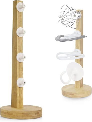 Trycooling Stand Mixer Attachment Holder Wooden Stand Mixer Holders with 4-Pack Hooks Kitchen Accessories Organizer for Space Saving Storage Dough Hook Flex Edge Beater in Saudi Arabia