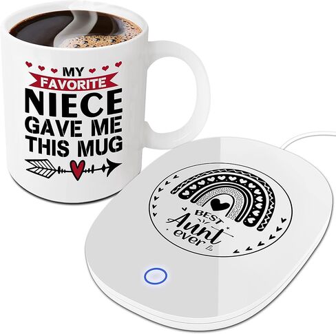 هدايا الأم - مجموعة أكواب رائعة لتدفئة الأكواب - هدايا عيد الأم - هدايا عيد الأم - كوستر منظم حرارة ذكي مع كوب، سخان المشروبات يحافظ على درجة الحرارة 120 درجة فهرنهايت - 140 درجة فهرنهايت in Kuwait