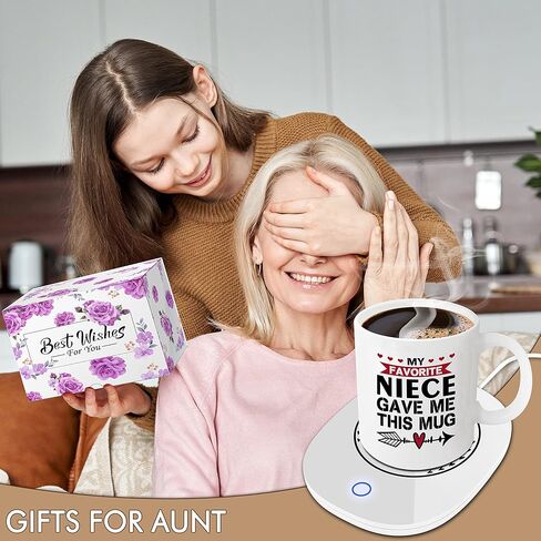 هدايا الأم - مجموعة أكواب رائعة لتدفئة الأكواب - هدايا عيد الأم - هدايا عيد الأم - كوستر منظم حرارة ذكي مع كوب، سخان المشروبات يحافظ على درجة الحرارة 120 درجة فهرنهايت - 140 درجة فهرنهايت in Kuwait