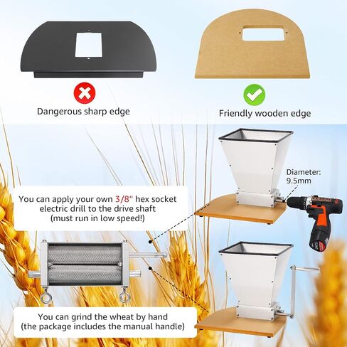 MRbrew Metal Base Malt Crusher, Homebrew Stainless Steel Adjustable 2 Bearing Roller Low Speed Electric Drill Available Brewing Beer Grain Malt Mill Wheat Barley Grinder with Manual Crank Handle | Stainless Steel Grinder Mill with Adjustable 2 Bearing Rol in Kuwait