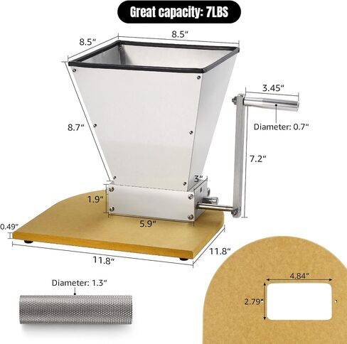 MRbrew Metal Base Malt Crusher, Homebrew Stainless Steel Adjustable 2 Bearing Roller Low Speed Electric Drill Available Brewing Beer Grain Malt Mill Wheat Barley Grinder with Manual Crank Handle | Stainless Steel Grinder Mill with Adjustable 2 Bearing Rol in Kuwait