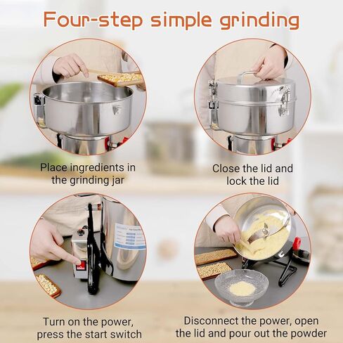 مطحنة الحبوب الكهربائية BAOJIAFU 350 جرام مطحنة توابل الحبوب عالية السرعة 1400 وات ماكينة طحن جافة 304 من الفولاذ المقاوم للصدأ مطحنة مسحوق فائقة النعومة 36000 دورة/دقيقة للمطبخ والمنزل والتجاري in Kuwait