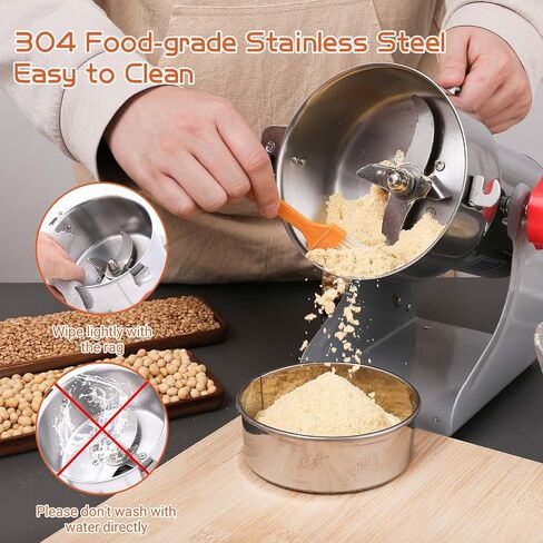 Electric Grain Mill Grinder 150g High-speed Grain Spice Herb Grinder 700W Dry Grinder Machine 304 Stainless Steel Superfine powder Grinder 36000r/min for Kitchen Home and Commercial (150G) in Saudi Arabia