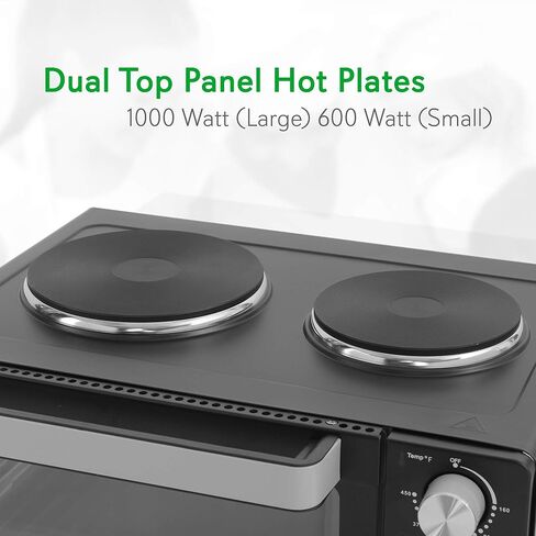 NutriChef 30 Quarts Kitchen Convection Oven - 1400 Watt Countertop Turbo, Rotisserie Roaster Cooker with Grill, Griddle Top Rack, Dual Hot Plates, Toaster, Baking Tray, Skewers and Handles - PKRTO28 in Saudi Arabia