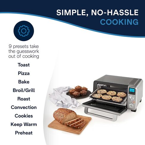 De'Longhi Small Convection Toaster Oven For Countertop With internal light And 9 Preset Functions Including Pizza, Cookies, Roast, Broil, Bake, Easy to Use, 14L, Stainless Steel, 1800W, EO141150M in Saudi Arabia