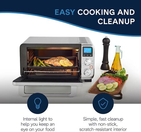 De'Longhi Small Convection Toaster Oven For Countertop With internal light And 9 Preset Functions Including Pizza, Cookies, Roast, Broil, Bake, Easy to Use, 14L, Stainless Steel, 1800W, EO141150M in Saudi Arabia