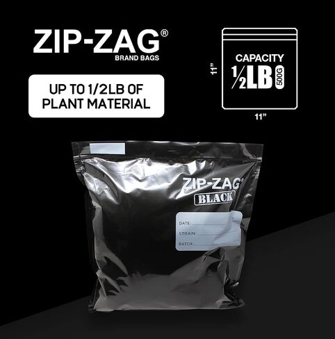 Zip Zag Bags Black 10x Half Pound Bags - Airtight Bags, Resealable, Reusable, Anti-Puncture, Washable, Food Safe, Treated for no Static, for Dry Herbs and Spices in Saudi Arabia