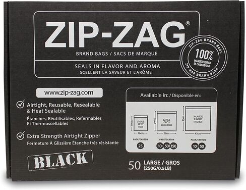 Zip Zag Bags Black 10x Half Pound Bags - Airtight Bags, Resealable, Reusable, Anti-Puncture, Washable, Food Safe, Treated for no Static, for Dry Herbs and Spices in Saudi Arabia