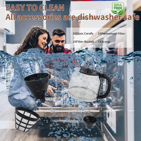 ماكينة صنع القهوة الحرارية 12 كوب من كوجنيتا، ماكينة صنع قهوة صغيرة قابلة للبرمجة مع إبريق زجاجي وفلتر، آلة صنع القهوة Dirp، تحافظ على الدفء، التحكم في قوة المشروب، إيقاف تلقائي للمشروب السريع 900 وات in Kuwait