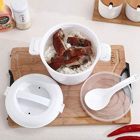 Exogio Microwave Rice Cooker Multifunction Small Lunch Container Microwave Cooker Cookware for Microwave Oven 17.5x21x14cm in Saudi Arabia