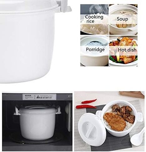 Exogio Microwave Rice Cooker Multifunction Small Lunch Container Microwave Cooker Cookware for Microwave Oven 17.5x21x14cm in Saudi Arabia