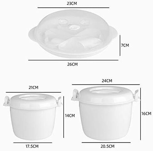 Exogio Microwave Rice Cooker Multifunction Small Lunch Container Microwave Cooker Cookware for Microwave Oven 17.5x21x14cm in Saudi Arabia