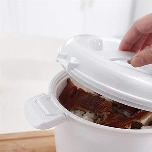 Exogio Microwave Rice Cooker Multifunction Small Lunch Container Microwave Cooker Cookware for Microwave Oven 17.5x21x14cm in Saudi Arabia