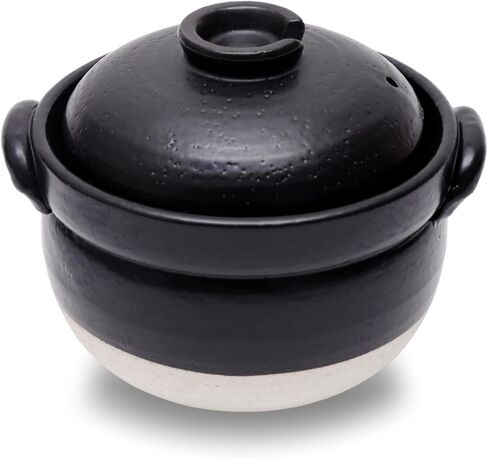 وعاء طهي الارز من الطين الياباني من دونابي، وعاء خزفي مصنوع في اليابان يتسع لكوبين الى 3 اكواب مع اغطية مزدوجة، امن للاستخدام في الميكروويف والفرن in Kuwait