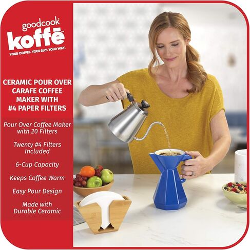 ماكينة صنع القهوة Goodcook Koffe سعة 6 أكواب من السيراميك فوق الدورق مع مرشحات ورقية رقم 4 in Kuwait