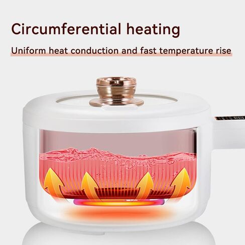 Drizzle Electric Hot Pot Cooker Steamer 1.8L Multifunctional Nonstick Pan Dormitory Office Portable Ramen Cooker Steamer Boil Dry Protection Suitable For Noodles Steak Cooker Eggs StirFrying in Kuwait