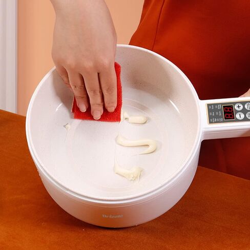 Drizzle Electric Hot Pot Cooker Steamer 1.8L Multifunctional Nonstick Pan Dormitory Office Portable Ramen Cooker Steamer Boil Dry Protection Suitable For Noodles Steak Cooker Eggs StirFrying in Kuwait
