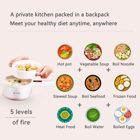 Drizzle Electric Hot Pot Cooker Steamer 1.8L Multifunctional Nonstick Pan Dormitory Office Portable Ramen Cooker Steamer Boil Dry Protection Suitable For Noodles Steak Cooker Eggs StirFrying in Kuwait