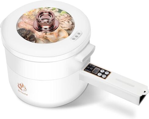 Drizzle Electric Hot Pot Cooker Steamer 1.8L Multifunctional Nonstick Pan Dormitory Office Portable Ramen Cooker Steamer Boil Dry Protection Suitable For Noodles Steak Cooker Eggs StirFrying in Kuwait