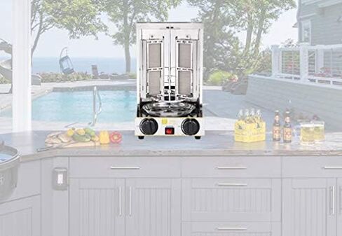 Royali Shawarma Gyro Tacos Al Pastor Doner Grill Small Home Machine Vertical Rotisserie Set of 3 Machine Meat Catcher (Catch Pan) and Propane Hose with Regulator in Saudi Arabia