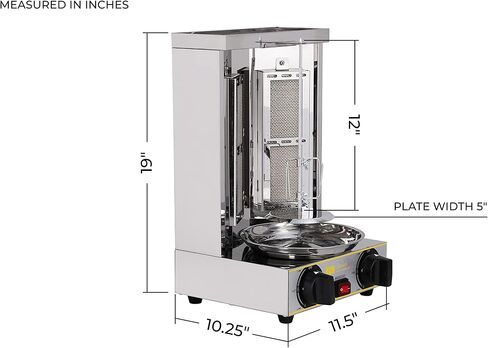 Royali Shawarma Gyro Tacos Al Pastor Doner Grill Small Home Machine Vertical Rotisserie Set of 3 Machine Meat Catcher (Catch Pan) and Propane Hose with Regulator in Saudi Arabia